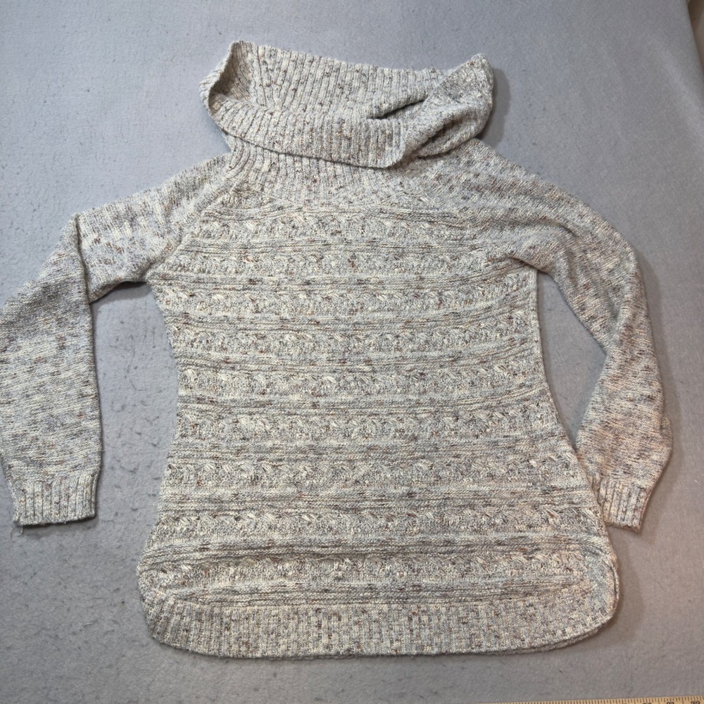 CB‎ Established 1962 Womens Medium Cowl Neck Marled Knit Sweater Grey Multi 1272